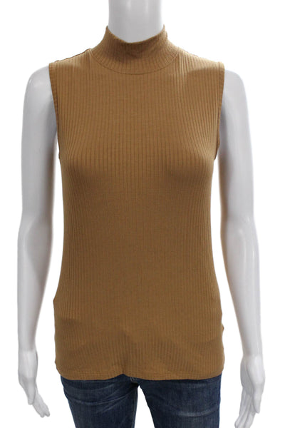 Rachel Zoe Womens Basic Brown Modal Mock Neck Sleeveless Tank Size S
