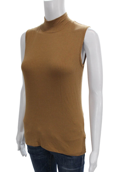 Rachel Zoe Womens Basic Brown Modal Mock Neck Sleeveless Tank Size S