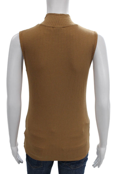 Rachel Zoe Womens Basic Brown Modal Mock Neck Sleeveless Tank Size S