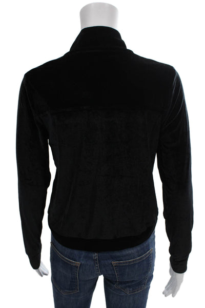 Chaser Womens Black Velvet Bomber Jacket Long Sleeve Zip Size S