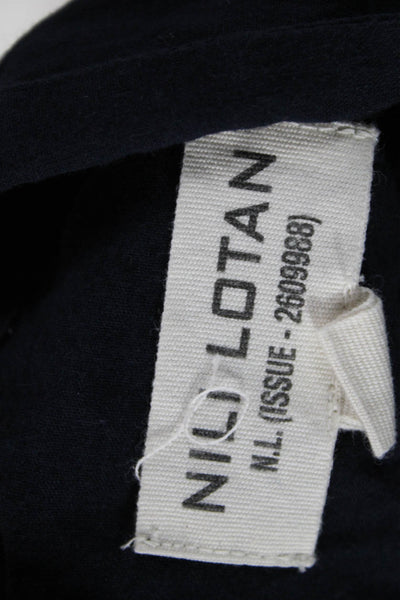 Nili Lotan Women Tunic Blouse Blue Cotton Collared Button Sleeveless Size S
