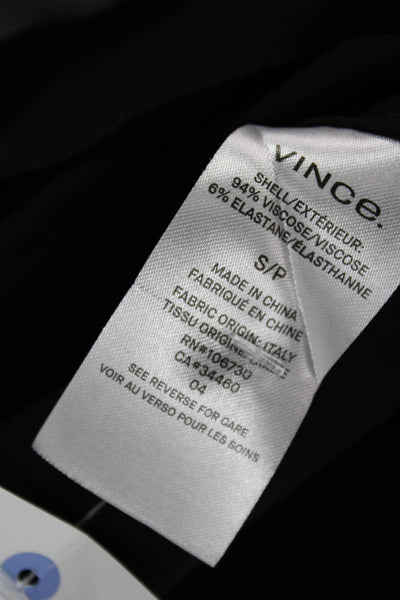 Vince Womens Basic Sleeveless Round Neck Black Tank Button Petite Size S