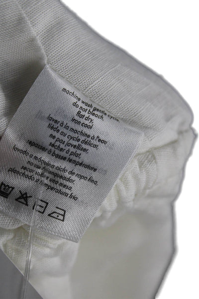ONIA Women Cropped Linen Blend V-Neck Sleeveless Tank White Size S