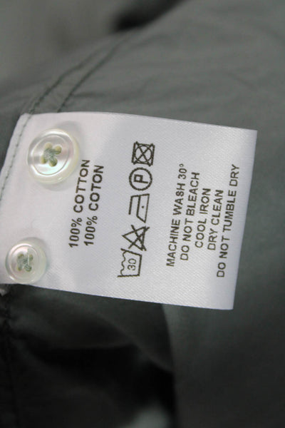 Voila Saint Barth Mens Cotton Button Down Shirt Green Long Sleeve Size L