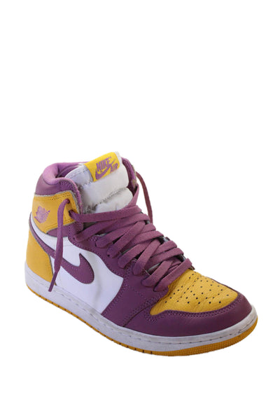 Nike Womens Air Jordan 1 Retro High OG Sneakers Purple Yellow Size 6.5