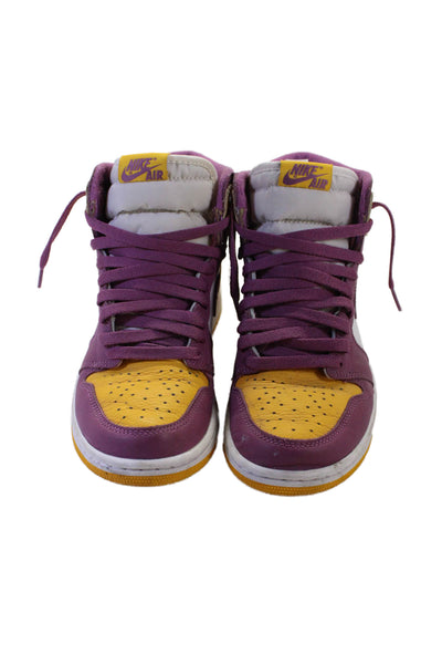 Nike Womens Air Jordan 1 Retro High OG Sneakers Purple Yellow Size 6.5