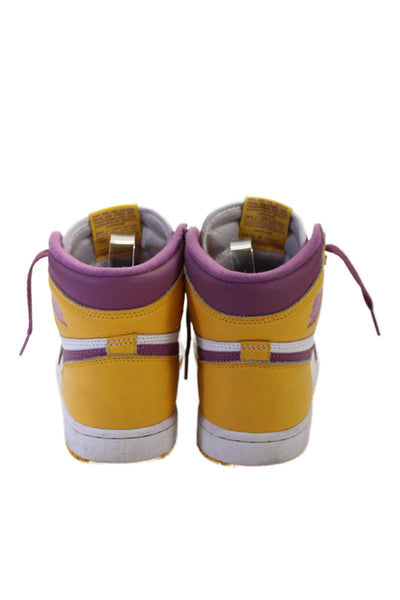 Nike Womens Air Jordan 1 Retro High OG Sneakers Purple Yellow Size 6.5