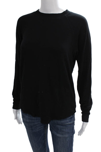 Splits59 Womens Basic Black Long Sleeve Crewneck T-Shirt Modal Spandex Size S