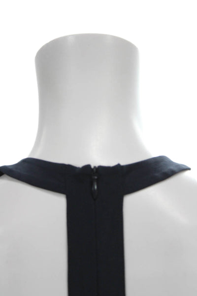 Acrobat Womens Blue Silk Halter Sleeveless Basic Tank Zip Size M