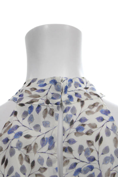 Intermix Women White Silk Floral Halter Blouse Long Sleeve Size S