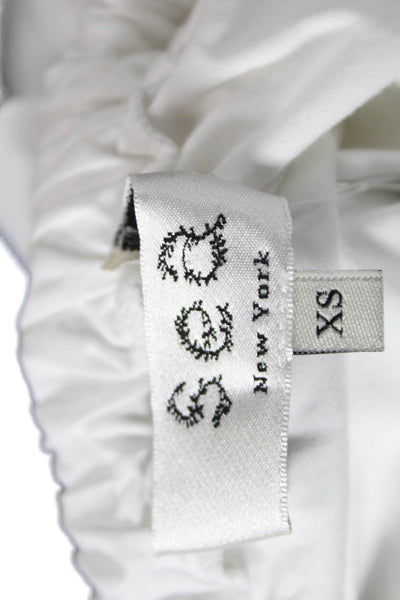 Sea Women Peplum Blouse White Square Neck Sleeveless Cotton Size XS