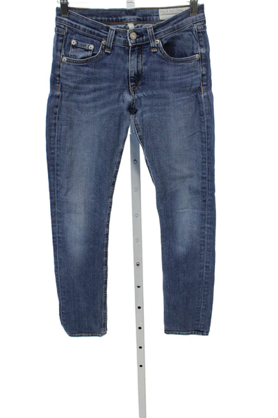 Rag & Bone Womens Skinny Mid-Rise Jeans Blue Button Cotton Size 25