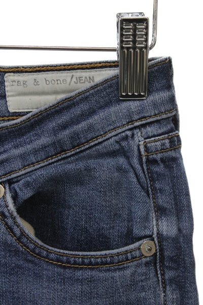 Rag & Bone Womens Skinny Mid-Rise Jeans Blue Button Cotton Size 25