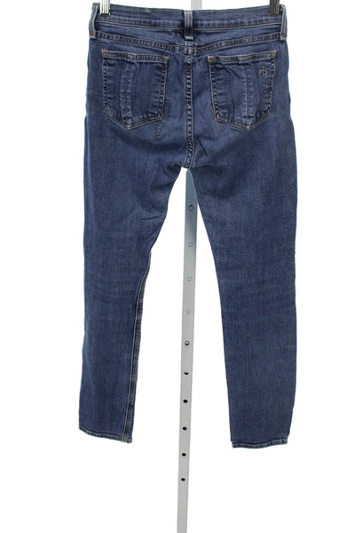 Rag & Bone Womens Skinny Mid-Rise Jeans Blue Button Cotton Size 25