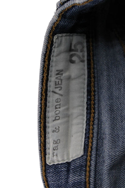 Rag & Bone Womens Skinny Mid-Rise Jeans Blue Button Cotton Size 25