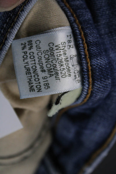 Rag & Bone Womens Skinny Mid-Rise Jeans Blue Button Cotton Size 25