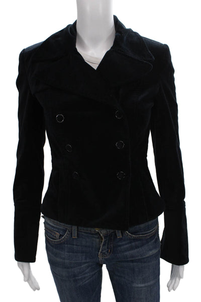 Elie Tahari Women Pea Coat Black Button Long Sleeve Size 2