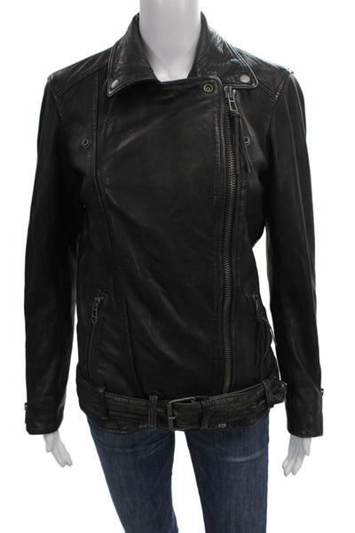 Liebeskind Womens Biker Lamb Leather Jacket Black Zip Size XS