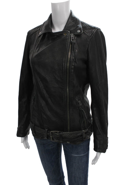 Liebeskind Womens Biker Lamb Leather Jacket Black Zip Size XS