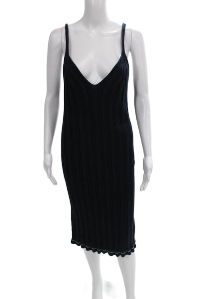 MM6 Maison Margiela Womens Sweater Dress Blue V-Neck Sleeveless Size XS