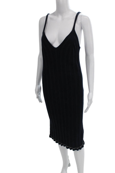 MM6 Maison Margiela Womens Sweater Dress Blue V-Neck Sleeveless Size XS
