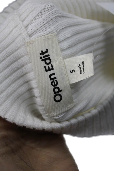 Open Edit Women Sleeveless Tunic White Mock Neck Pullover Size S