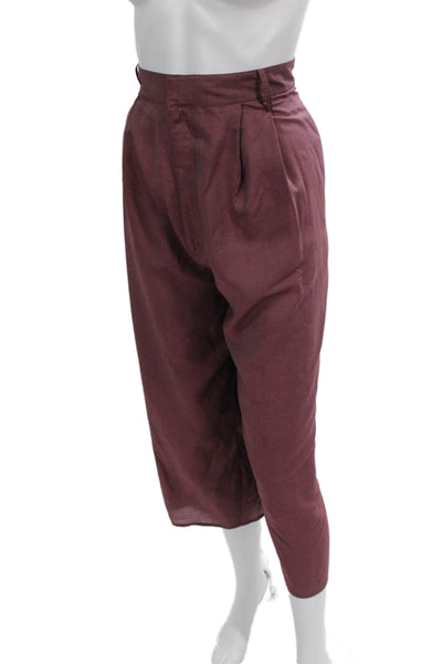 Tibi Womens Red Cotton Cargo Pants Button Closure Size 14