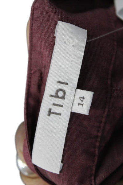 Tibi Womens Red Cotton Cargo Pants Button Closure Size 14