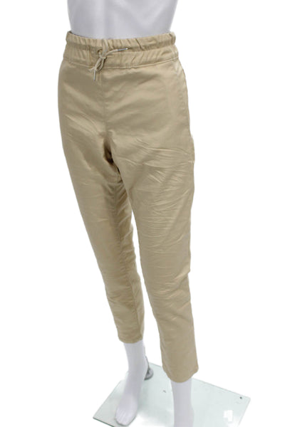 Flog Women Jogger Pants Beige Drawstring Cotton Stretch Size 30