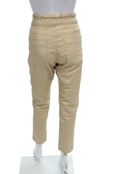 Flog Women Jogger Pants Beige Drawstring Cotton Stretch Size 30