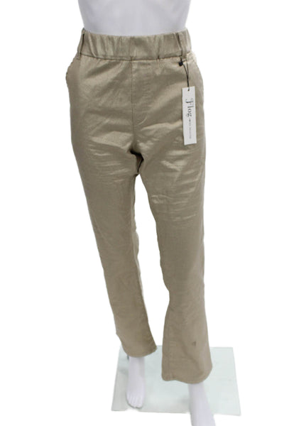 Flog Women Dress Pants Gold Cotton Blend Pull On Inseam 32 Size 30