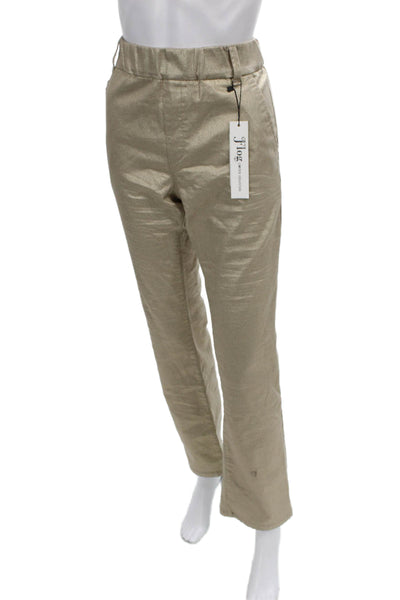 Flog Women Dress Pants Gold Cotton Blend Pull On Inseam 32 Size 30