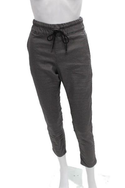 Flog Womens Jogger Pants Gray Check Cotton Blend Drawstring Size 28