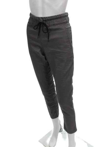 Flog Womens Jogger Pants Gray Check Cotton Blend Drawstring Size 28