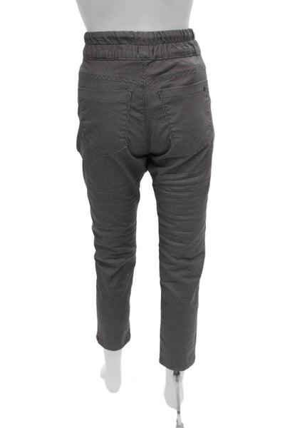 Flog Womens Jogger Pants Gray Check Cotton Blend Drawstring Size 28