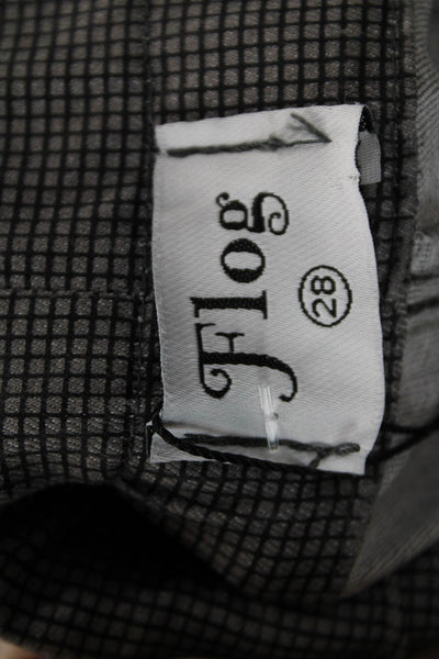 Flog Womens Jogger Pants Gray Check Cotton Blend Drawstring Size 28