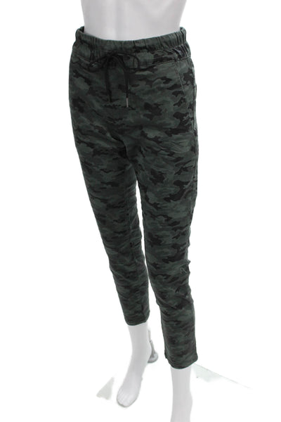 Flog Womens Jogger Pants Green Camouflage Cotton Drawstring Size 27