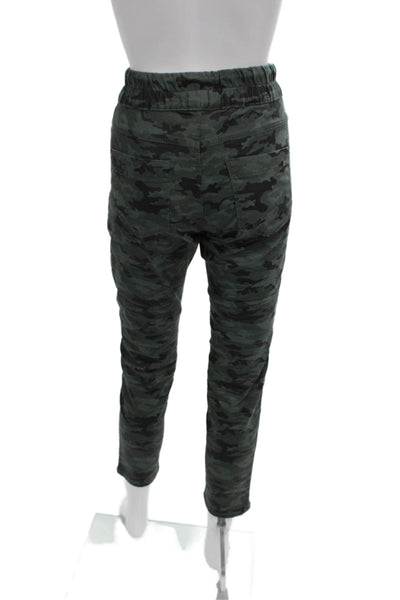 Flog Womens Jogger Pants Green Camouflage Cotton Drawstring Size 27