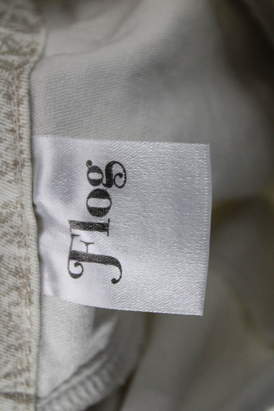 Flog Womens Ankle Pants Beige Geometric Pull On Cotton Lycra 28in Size 24