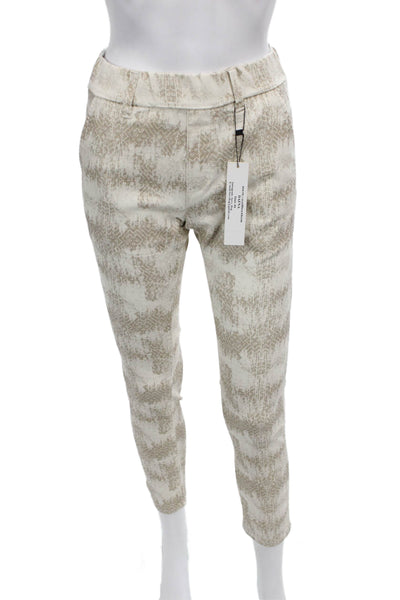 Flog Women Ankle Pants Beige Cotton Geometric Pull On Size 28