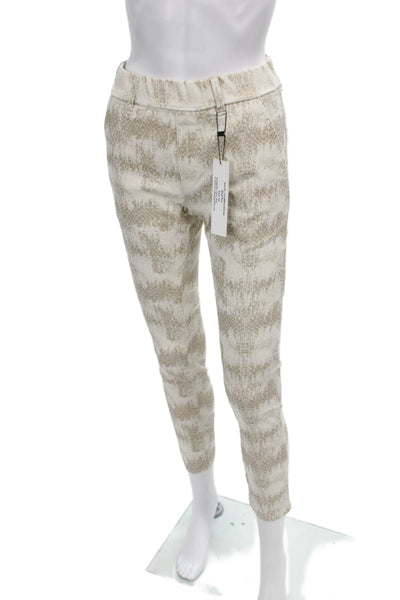 Flog Women Ankle Pants Beige Cotton Geometric Pull On Size 28