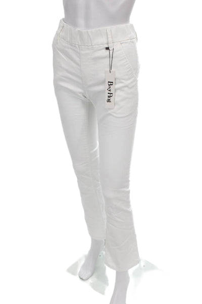 Flog Womens Cropped White Pants 98% Cotton 2% Lycra Size 24