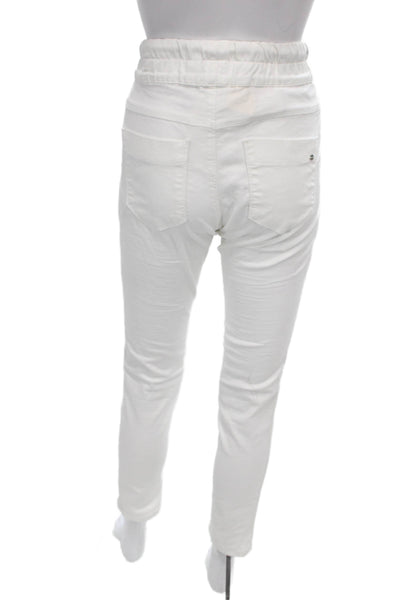 Flog Women Jogger Pants White Drawstring Cotton Stretch Size 28