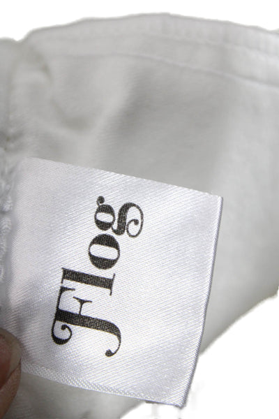 Flog Women Jogger Pants White Drawstring Cotton Stretch Size 28