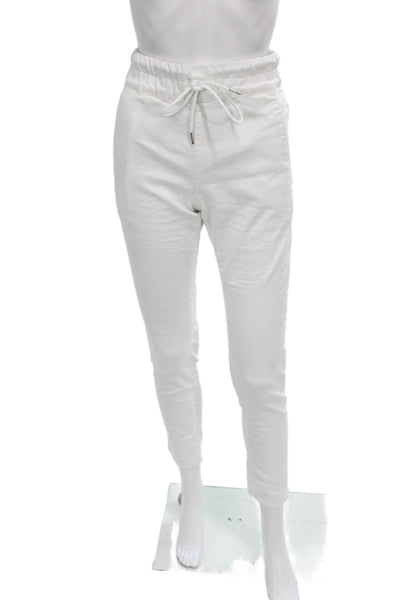 Flog Womens Jogger Pants White Drawstring 98% Cotton Inseam 28 Size 30