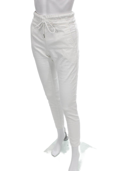 Flog Womens Jogger Pants White Drawstring 98% Cotton Inseam 28 Size 30