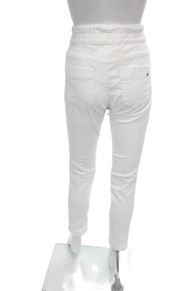 Flog Womens Jogger Pants White Drawstring 98% Cotton Inseam 28 Size 30