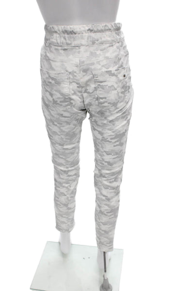Flog Women Joggers White Camo Cotton Drawstring Size 27