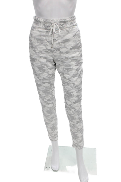 Flog Womens White Camo Jogger Pants Drawstring 98% Cotton Lycra Size 29