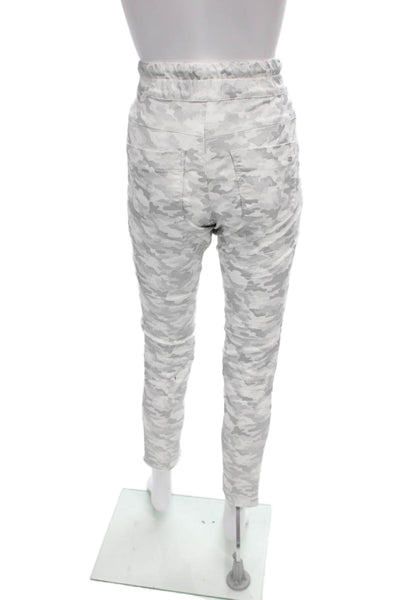 Flog Womens White Camo Jogger Pants Drawstring 98% Cotton Lycra Size 29